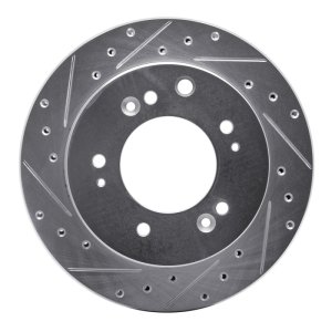 Kia Sorento Brake Rotor (1) - Rear Left - R1 Concepts - Drilled & Slotted - Silver - `07-`09